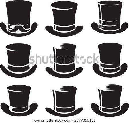 Top hat icon isolated on white background silhouette editable vector