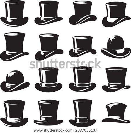 Top hat icon isolated on white background silhouette editable vector