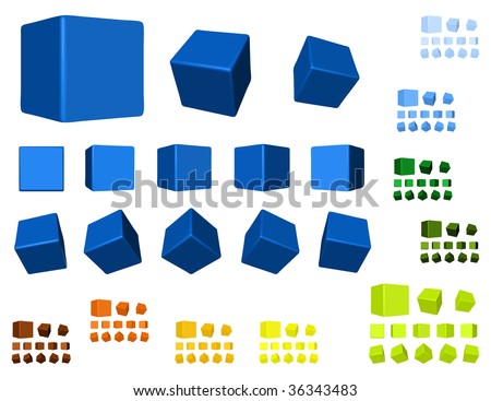 3d cubes color variations