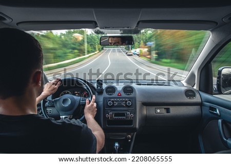 Similar – Image, Stock Photo View of inside car empty road in countryside