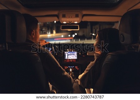 Similar – Image, Stock Photo Car driving on night roadway