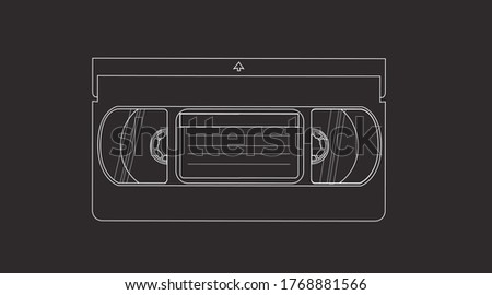 Vector Isolated Black and White Illustration of a Videocassette. VHS Tape