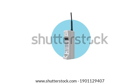 Vector Isolated Illustration of a 80s mobile phone. Vintage Phone Icon