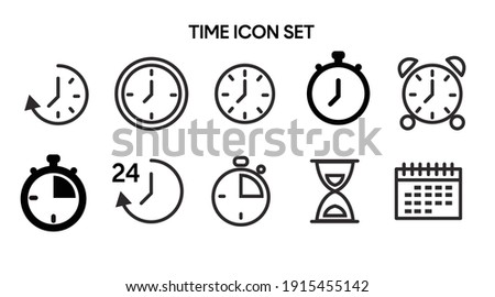 Vector Isolated Time and clock line icons. Set of vector linear icons.