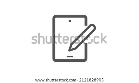 Tablet and Pencil Icon. Vector isolated editable illustration