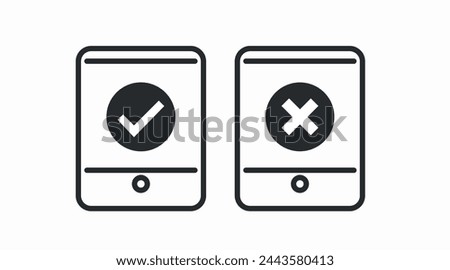 Tablet Icon Set. Vector flat editable set of tablet illustration with check signs
