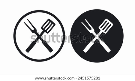 Barbecue icon. Vector black and white isolated illustration of barbecue or grill tools