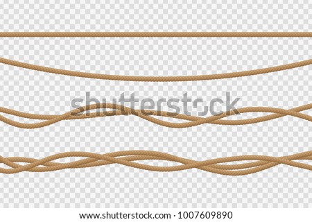 Vector realistic isolated rope for decoration and covering on the transparent background.