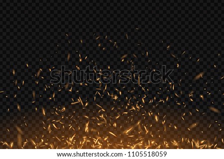 Vector realistic isolated fire effect for decoration and covering on the transparent background. Concept of sparkles, flame and light.