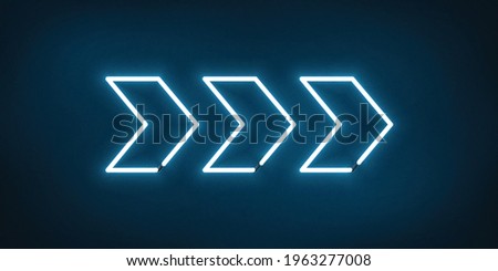 Vector realistic isolated neon sign of Arrow logo decoration and template covering on the blue background.