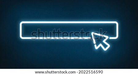 Vector realistic isolated neon sign of Search Bar logo for template decoration and covering on the blue background.