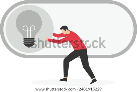 Switch off or turn off setting preference, analytics control panel or power shutdown electricity, saving energy and ecology concept, businessman pushing switch to be off in control panel dashboard.

