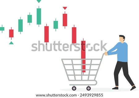 Bitcoin market was hit by a price slash, Investing in the stock market and crypto currency, stock price drop, buy cheap, Vector illustration design concept in flat style

