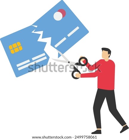 Credit card scissors that incur future debts, mistake causing business lost, accumulated debt, free from debt, Vector illustration design concept in flat style

