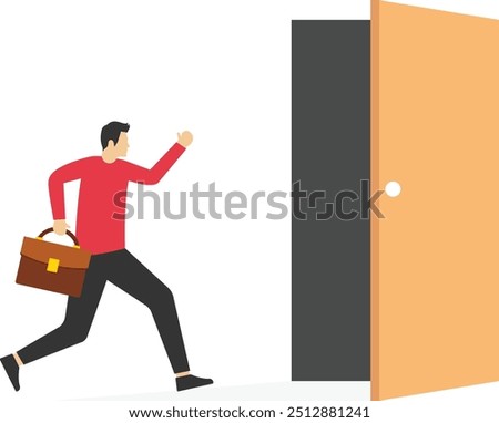 Businessman go forward to the exit door, Vector illustration design