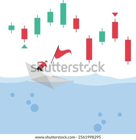 Stock market was hit by a heavy price slash and leadership, Vector illustration in flat style

