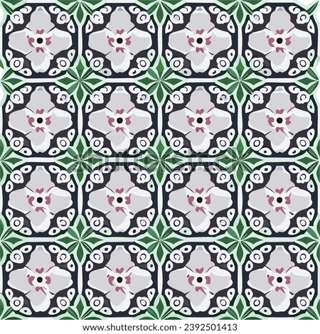 Seamless rectangle filled flower totem vector pattern illustration fabric digital printing available