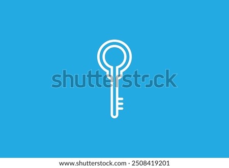 Minimalist White Key Logo on Blue Background - Secure Access Symbol