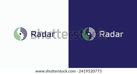 Vector logo design illustration of a detector with rotating waves.