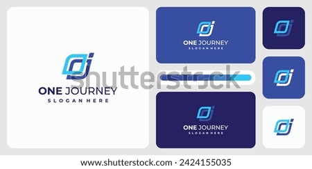Vector logo design for the initials letter O J in the shape of two abstract square lines.