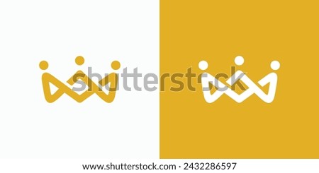 Vector logo design illustration of people holding hands forming an abstract crown.