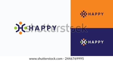 Rotating person shape letter H vector logo design with modern, simple, clean and abstract style.