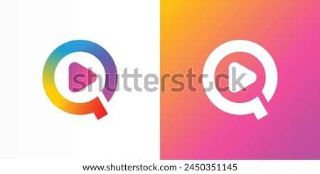 Vector logo design of initial letter Q and colorful play button shape in modern, simple, clean and abstract style.
