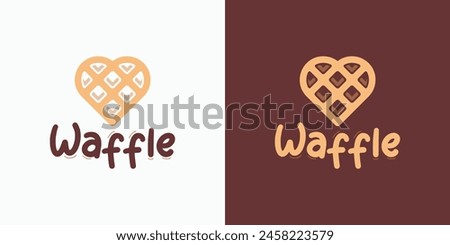 Heart shape waffle vector logo design with modern, simple, clean and abstract style.