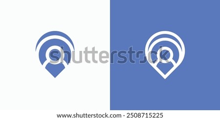 Location pin and person vector logo design with modern, simple, clean and abstract style. Icon for business, travel and personal branding.