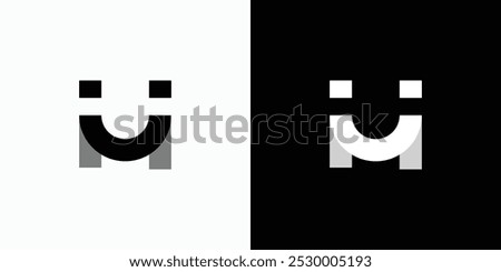 Vector logo design of the initials H smiling and two people holding hands in a modern, simple, clean and abstract style.