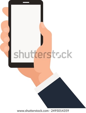 Hand holding a phone. illustration in flat style