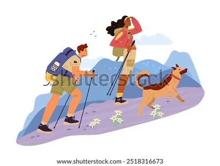 Similar – Image, Stock Photo Hike with dog in the high mountains