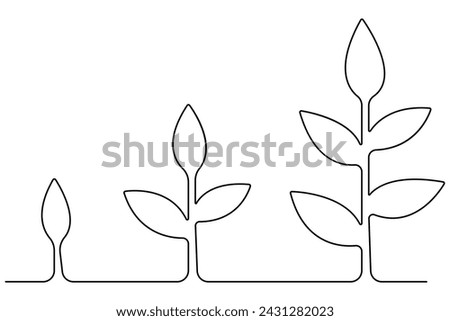 Continuous single line art drawing of plant can be for plants, agriculture, seeds outline vector