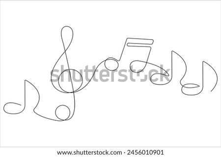  Multiple musical notes continuous one line art musical symbols and outline vector
