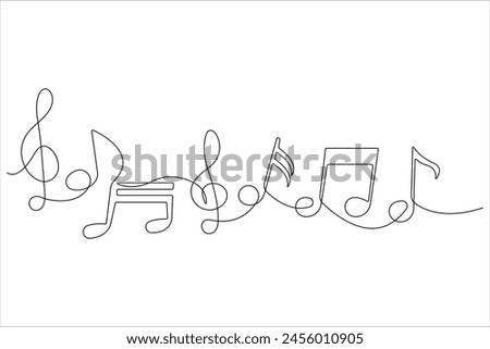  Multiple musical notes continuous one line art musical symbols and outline vector
