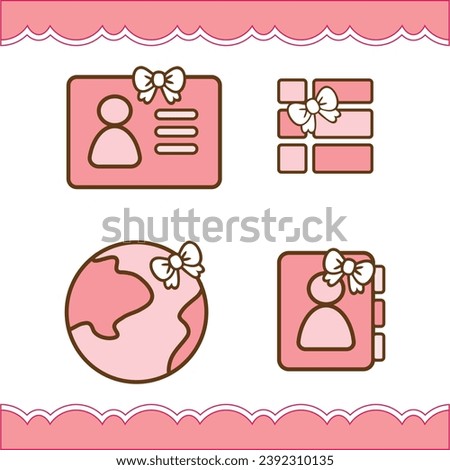 vector icon cute ribbon cartoon for create a theme, contain card, list, browser and contacts