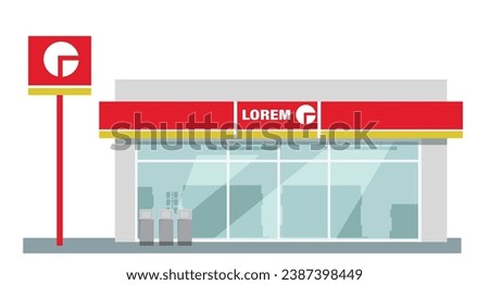 Icon mini convenience store art modern element map road sign symbol logo famous identity city style shop urban 3d flat K building street isolated white background design vector template illustration