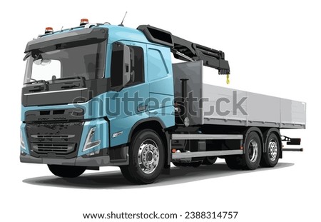 element modern truck art 3d realistic big design tow towing blue move semi head white lorry power load diesel crane motor isolated background vector template