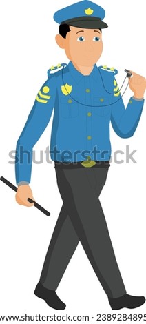 2D watchman isolated vector illustration