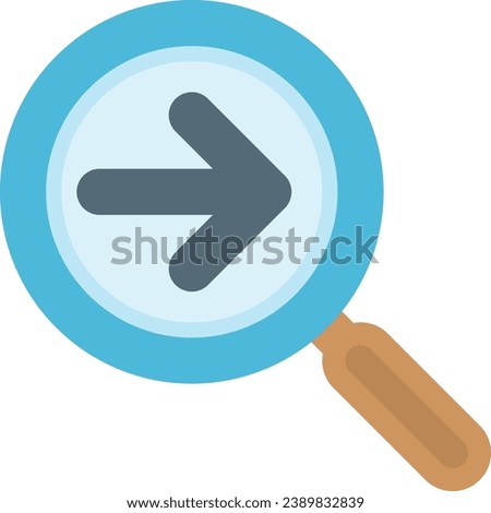 Business flat design icon magnifying glass arrow right