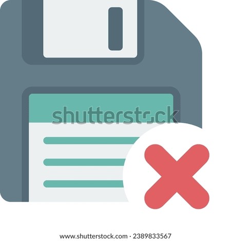 Business flat design icon floppy disk circle xmark