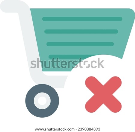 shopping flat design icon cart circle xmark