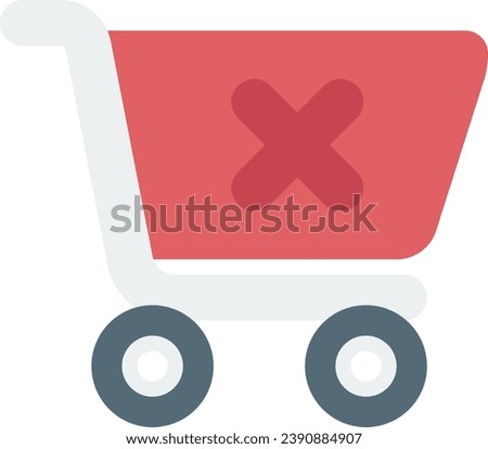 shopping flat design icon cart xmark