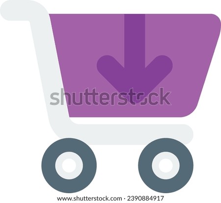 shopping flat design icon cart arrow down