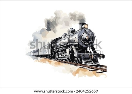 Watercolor black train silhouette vector design, train silhouette bundle