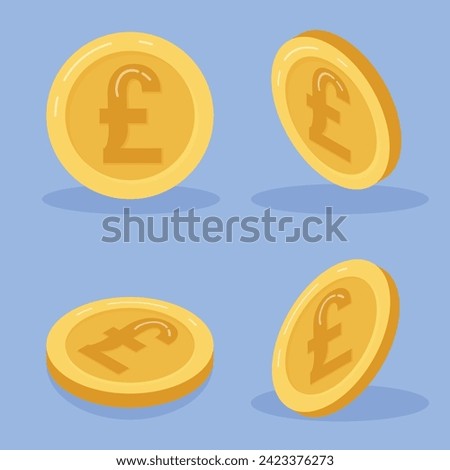 Pound sterling coin cartoon illustration