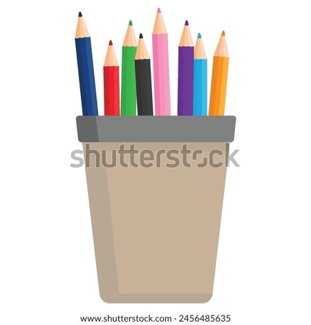 Pencil stand cup icon cartoon vector container tools