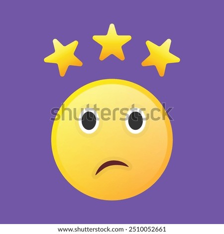 Feedback icon with three star rating and emoji face. Vector icon for apps, UI and websites. EPS10