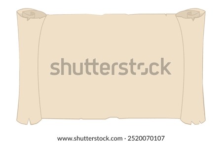 Blank scroll or treasure map template. Vector illustration in flat style