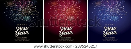 Happy new year 2024 square template with firework. Greeting concept for 2024 new year celebration